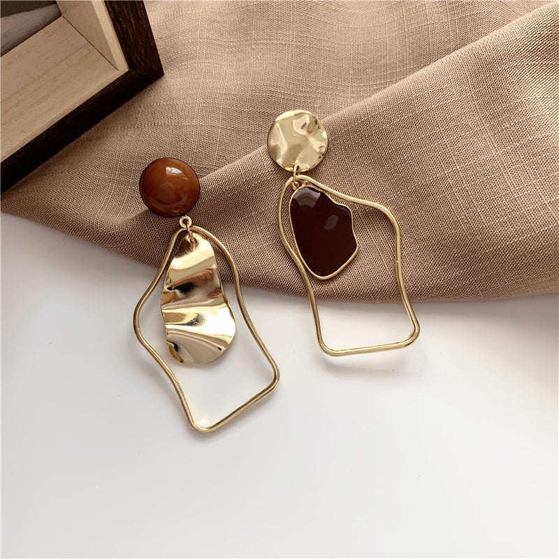 Korean Vintage Geometric Asymmetrical Earrings