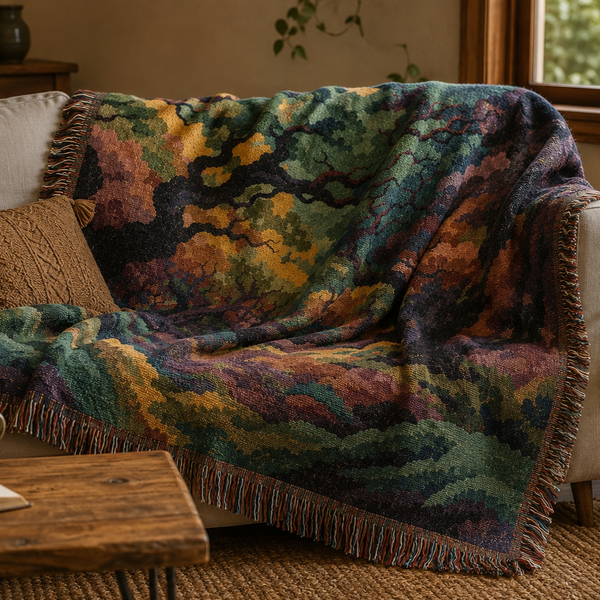 Enchanted Forest Woven Tapestry Blanket