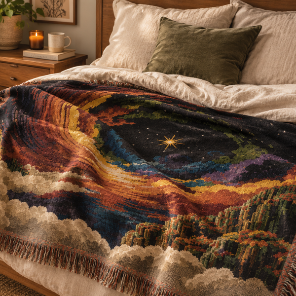 Cosmic Vortex Woven Tapestry Blanket