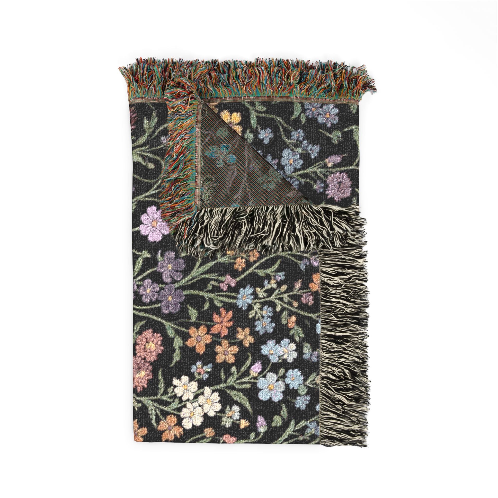 Tiny Floral Mosaic Woven Blanket | Meadow Flowers Throw