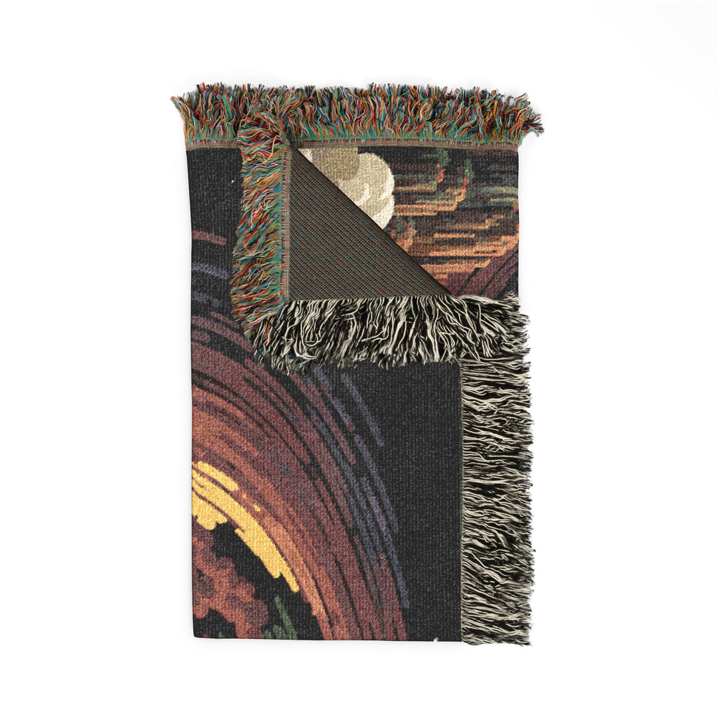 Cosmic Vortex Woven Blanket | Starry Swirl Tapestry Throw