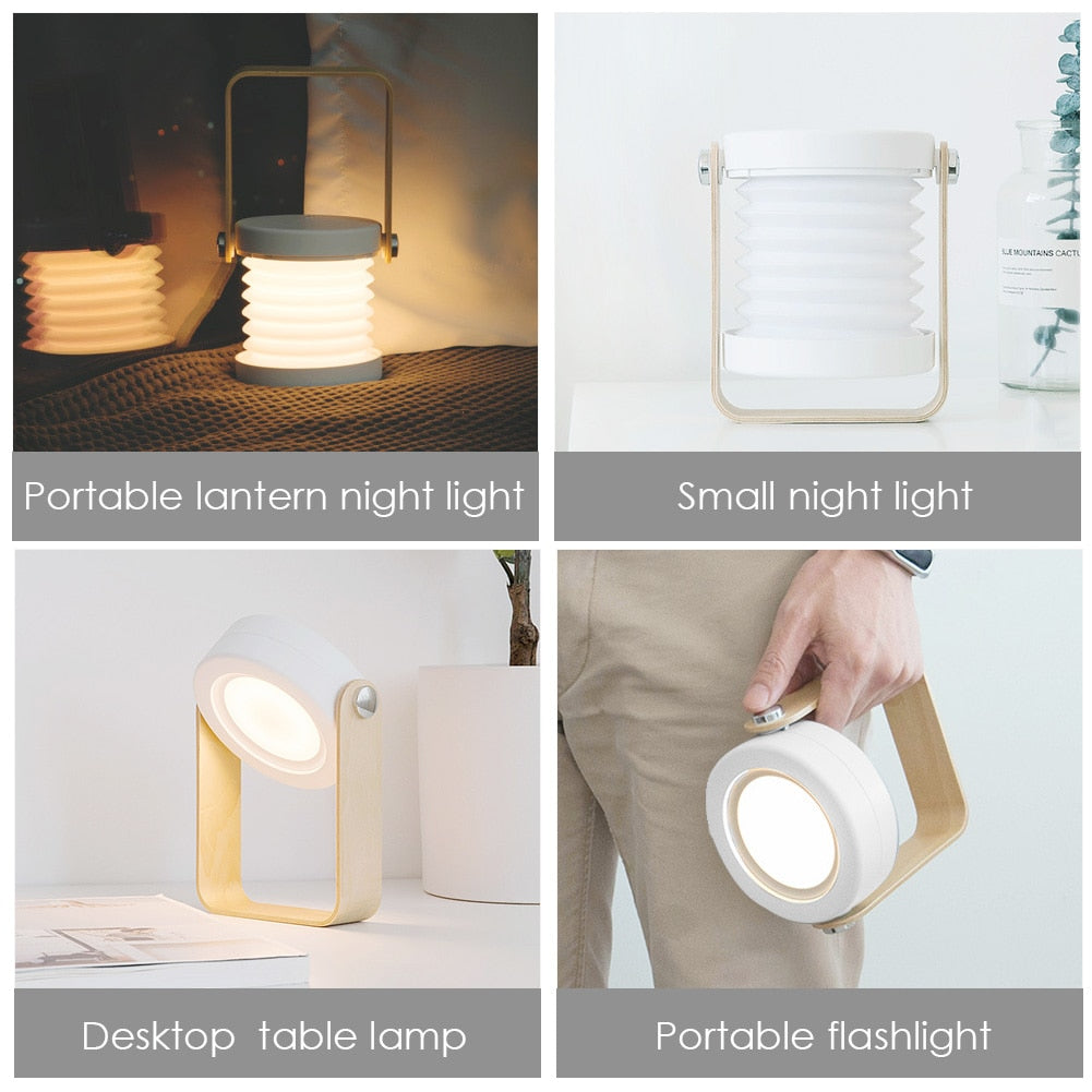 Foldable Touch Dimmable Reading LED Night Light Lantern Lamp (USB Rechargeable)