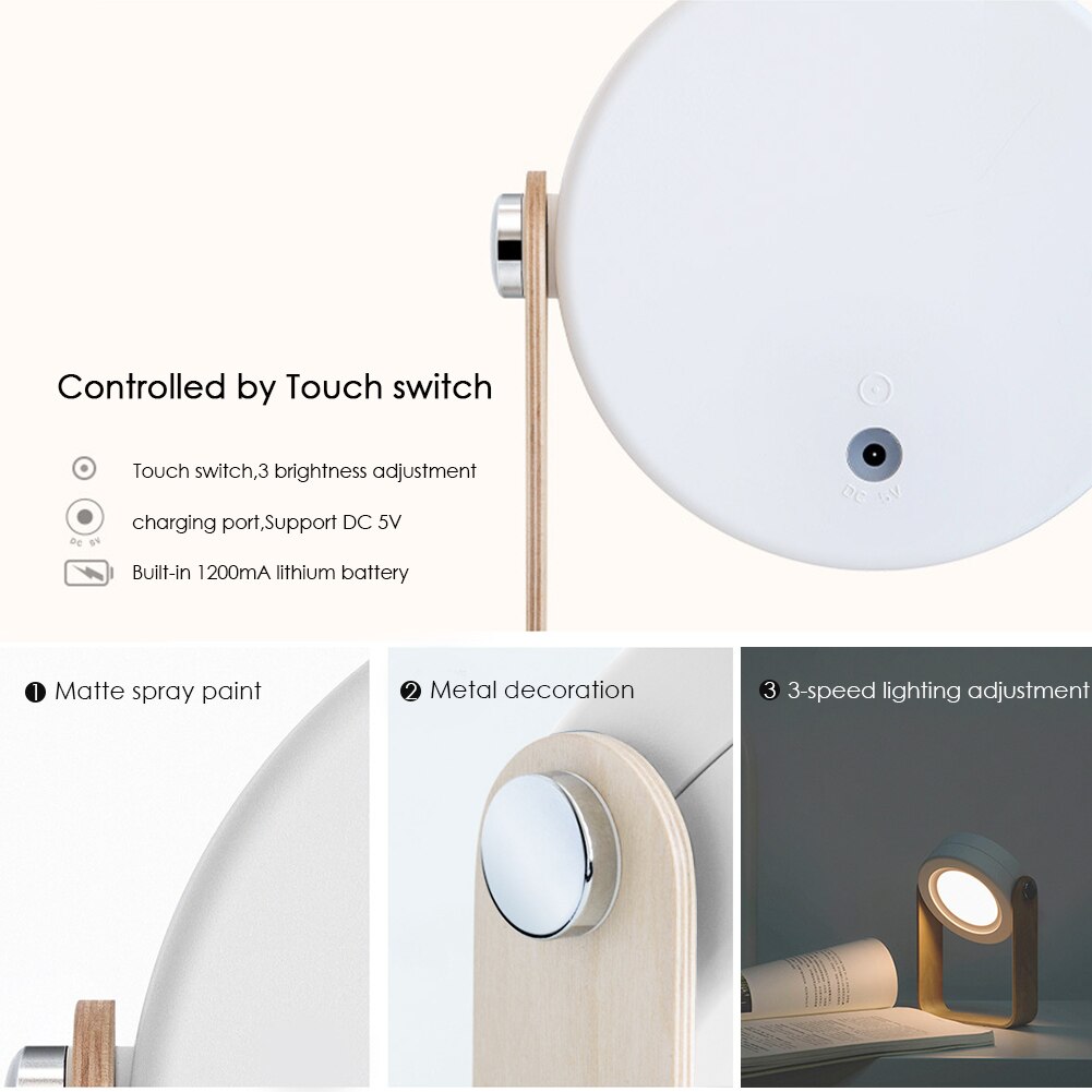 Foldable Touch Dimmable Reading LED Night Light Lantern Lamp (USB Rechargeable)