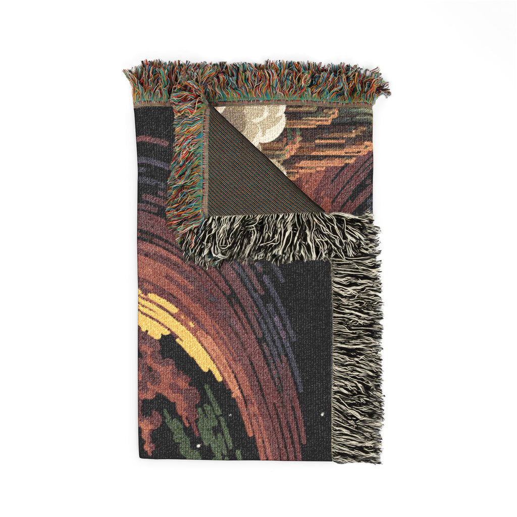 Cosmic Vortex Woven Blanket | Starry Swirl Tapestry Throw