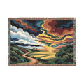 Sunset Landscape Woven Blanket | Scenic Countryside Tapestry Throw