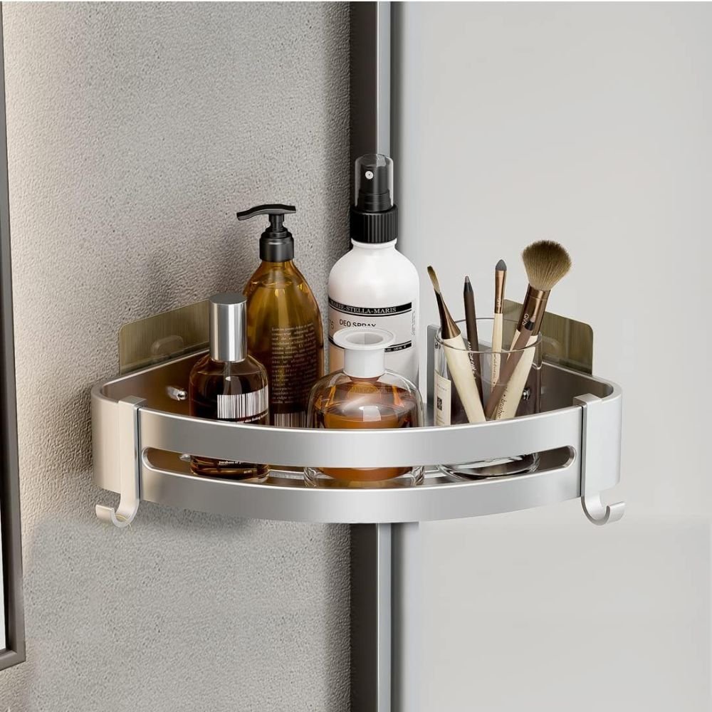 Silver Triangular Corner Shelf Organizer