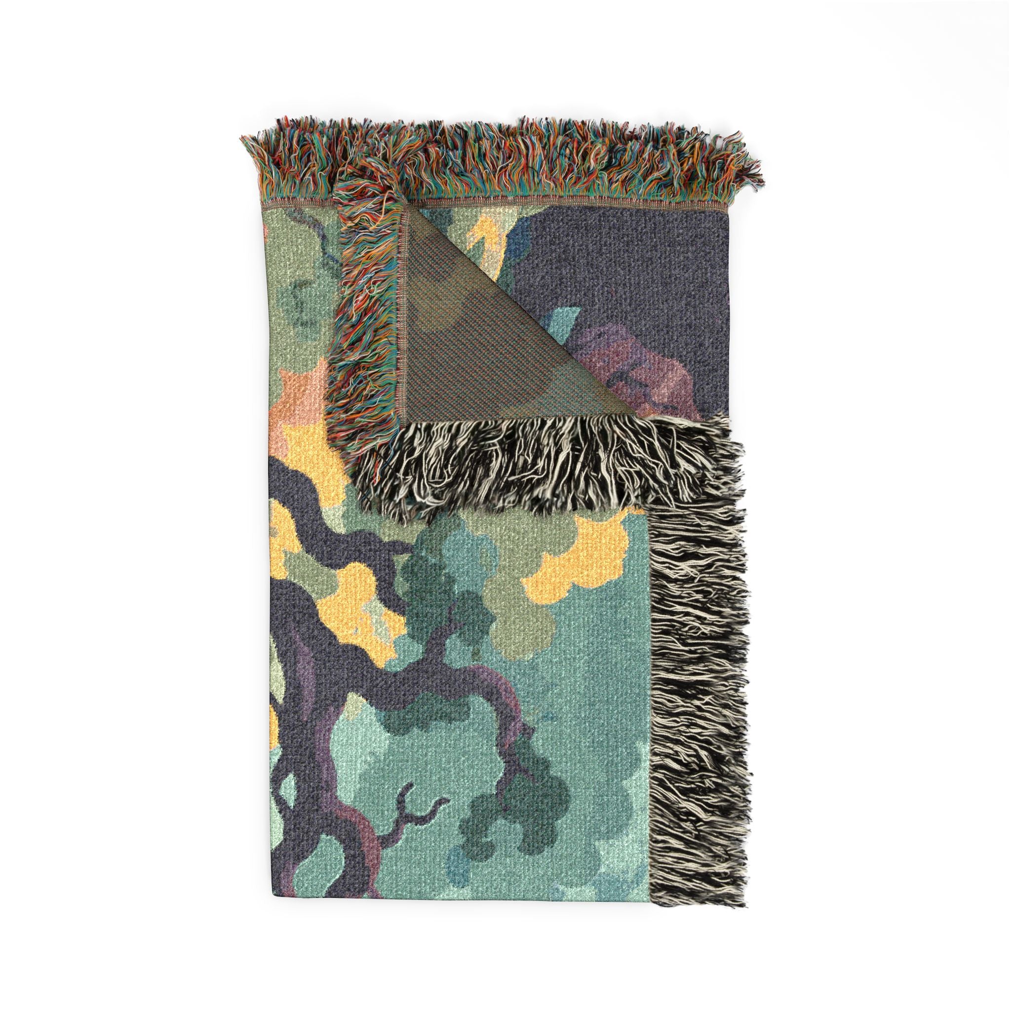 Enchanted Forest Tapestry Woven Blanket | Colorful Tree Canopy Throw