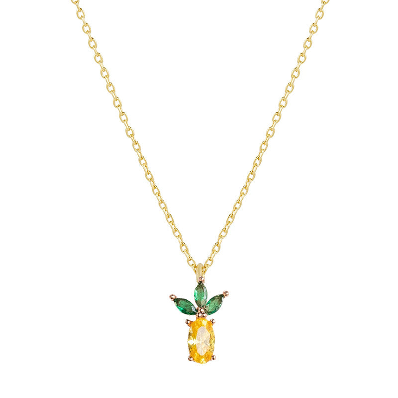 Tropical Fruit Pendant Necklace with Cherry & Peach Design