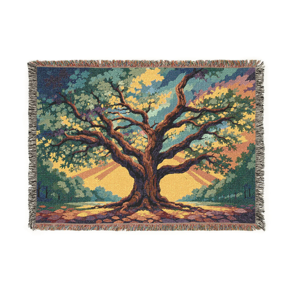 Sunset Tree Woven Blanket | Tapestry Tree Throw