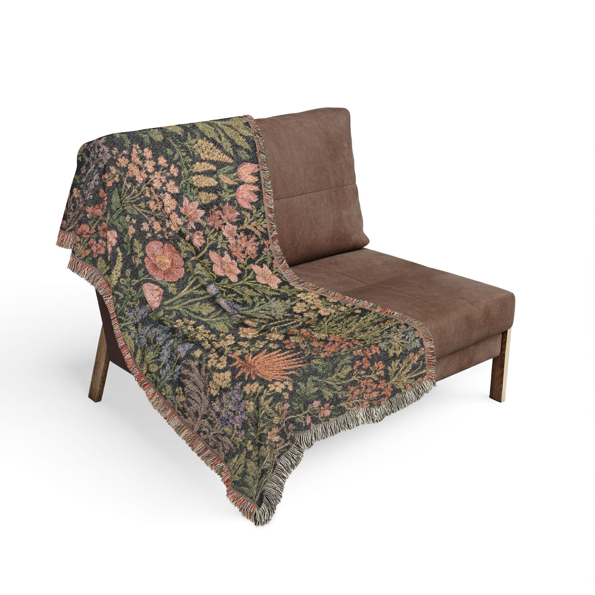 Vintage Floral Tapestry Woven Blanket | Botanical Garden Throw