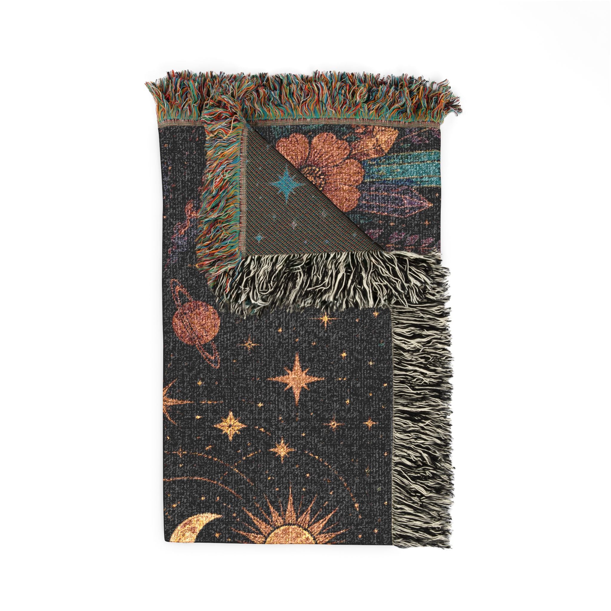 Celestial Moon Phases Woven Tapestry Blanket