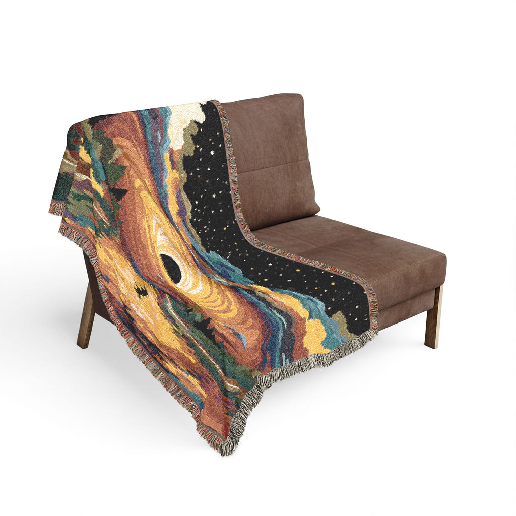Galaxy Whirlpool woven blanket | cosmic landscape, starry sky, sunset reflection