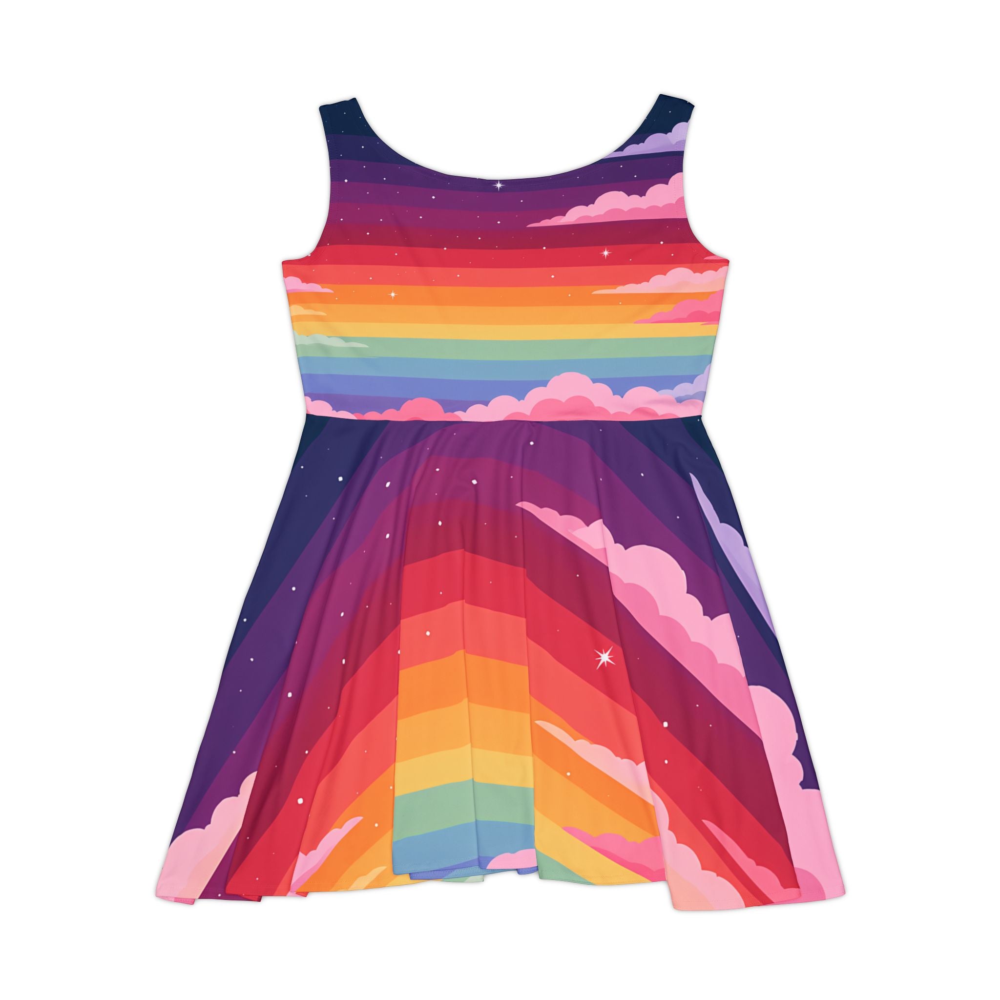 Rainbow Sunset Clouds Skater Dress