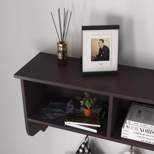 Entryway Coat Rack with Dual Hooks and Storage Shelf