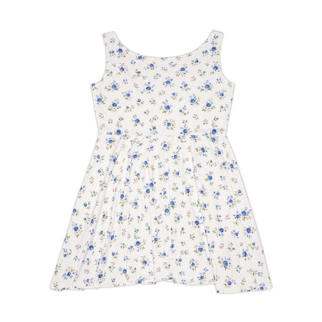 Blue Floral Print Skater Dress