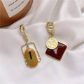 925 Silver Korean Minimalist Geometric Asymmetrical Earrings