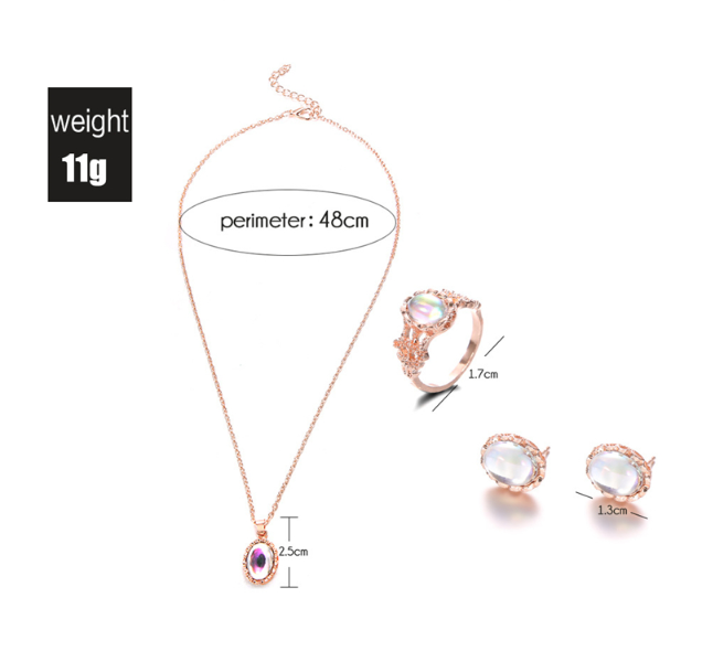 Color Gemstone Set: Necklace, Earrings, Ring, and More