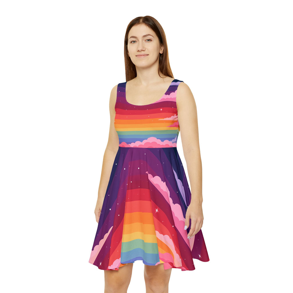 Rainbow Sunset Clouds Skater Dress