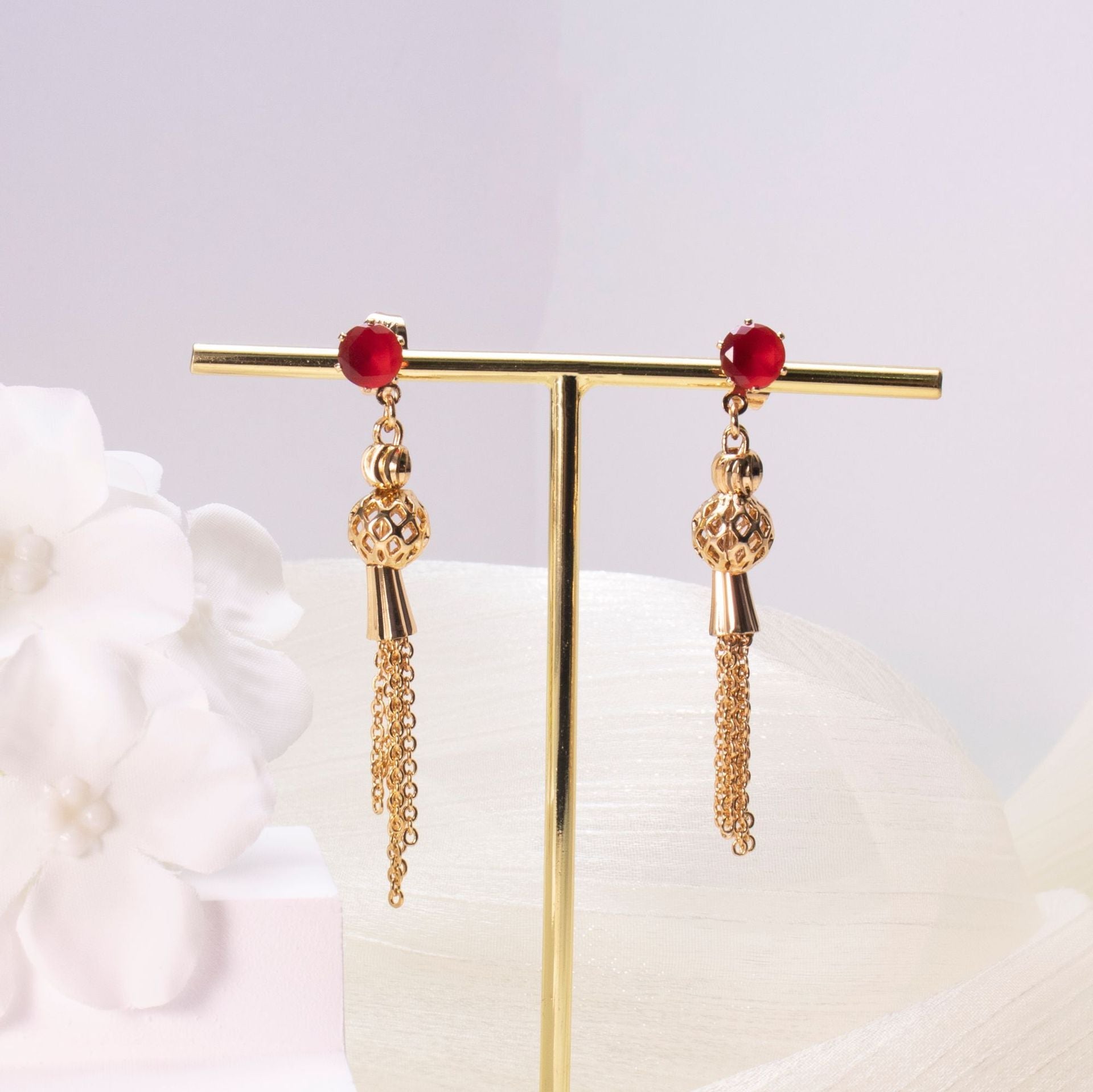 Gold finished Tassel Dangle Earrings