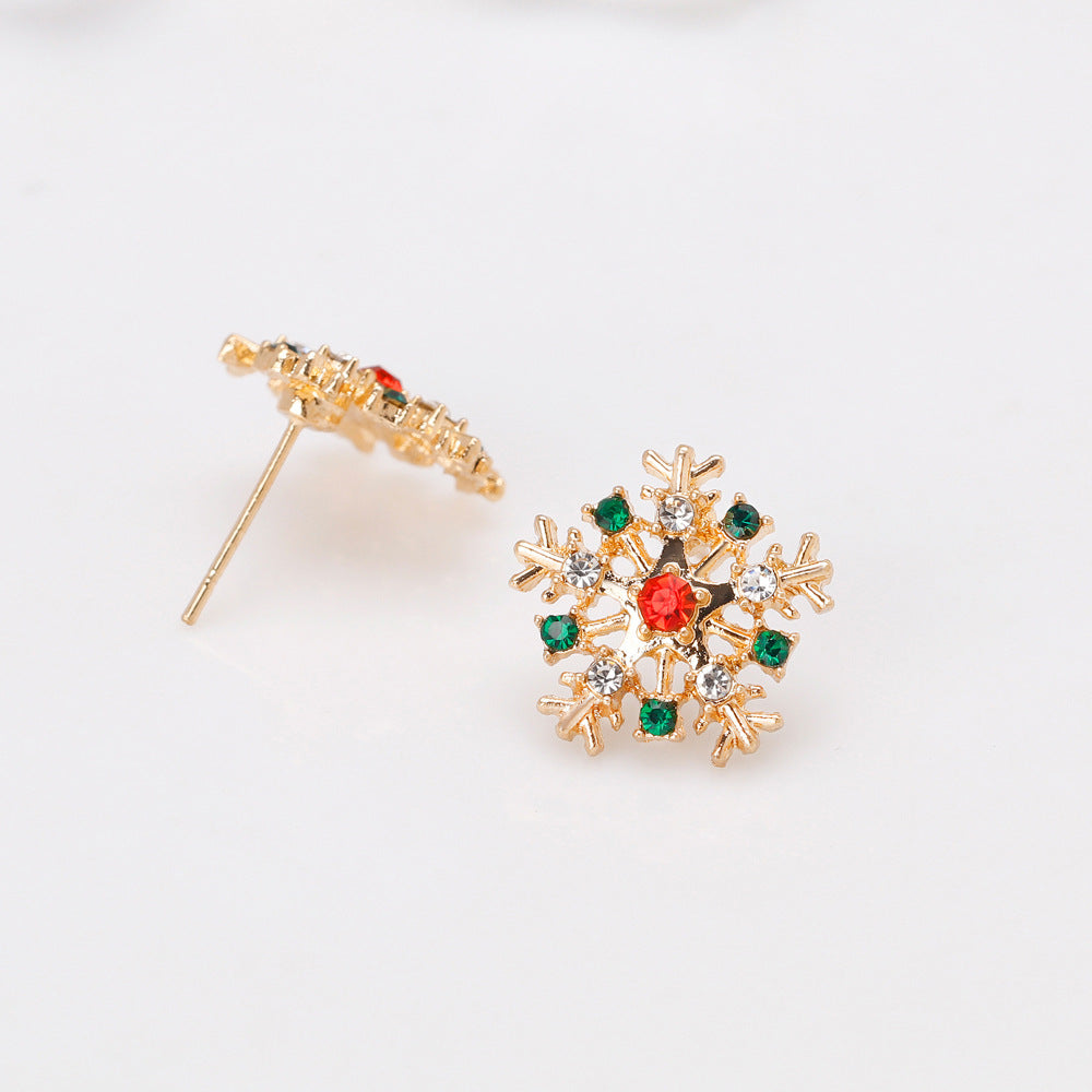 Christmas Snowflake Earrings with Rhinestones