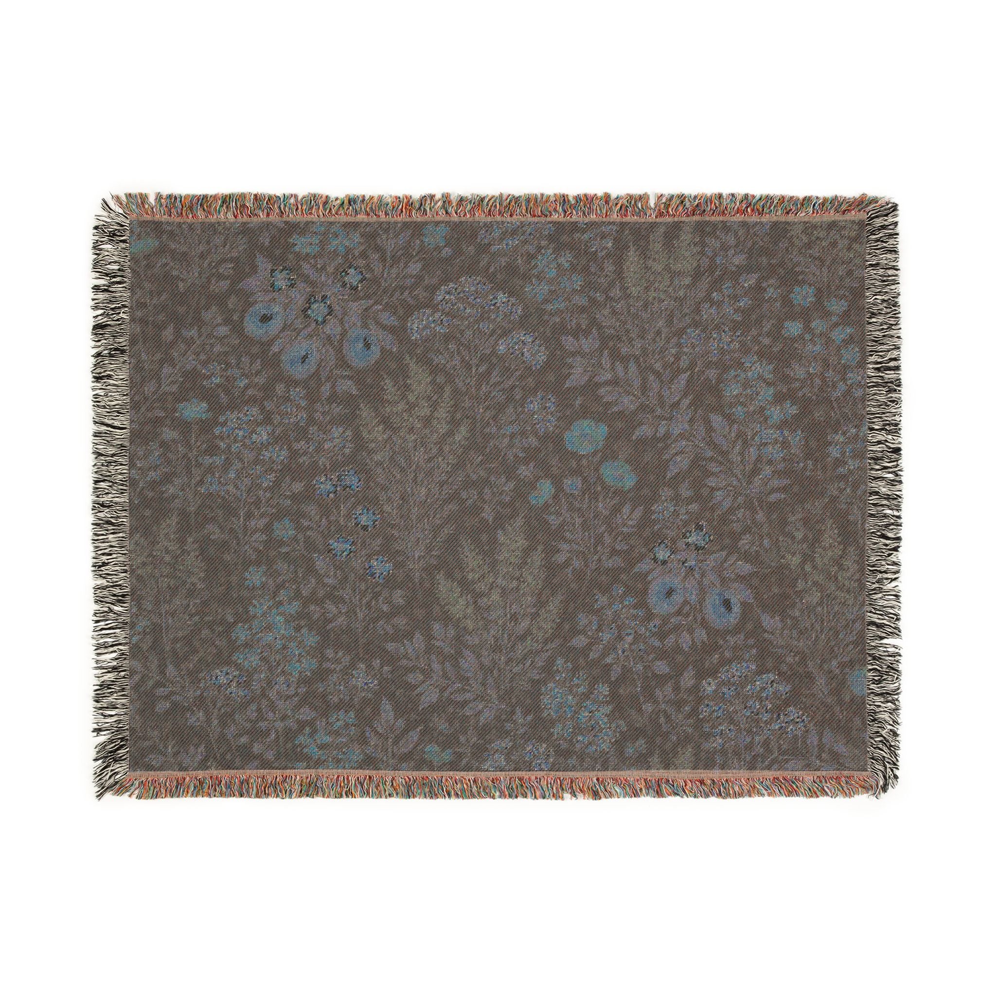 Vintage Floral Tapestry Woven Blanket | Cottagecore Throw, Botanical Pattern
