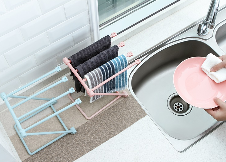 Folding Kitchen Rack for Dishcloths and Towels