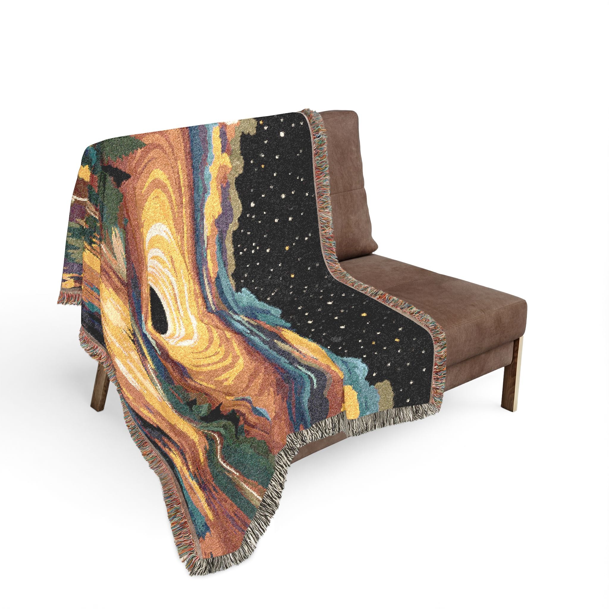 Galaxy Whirlpool woven blanket | cosmic landscape, starry sky, sunset reflection