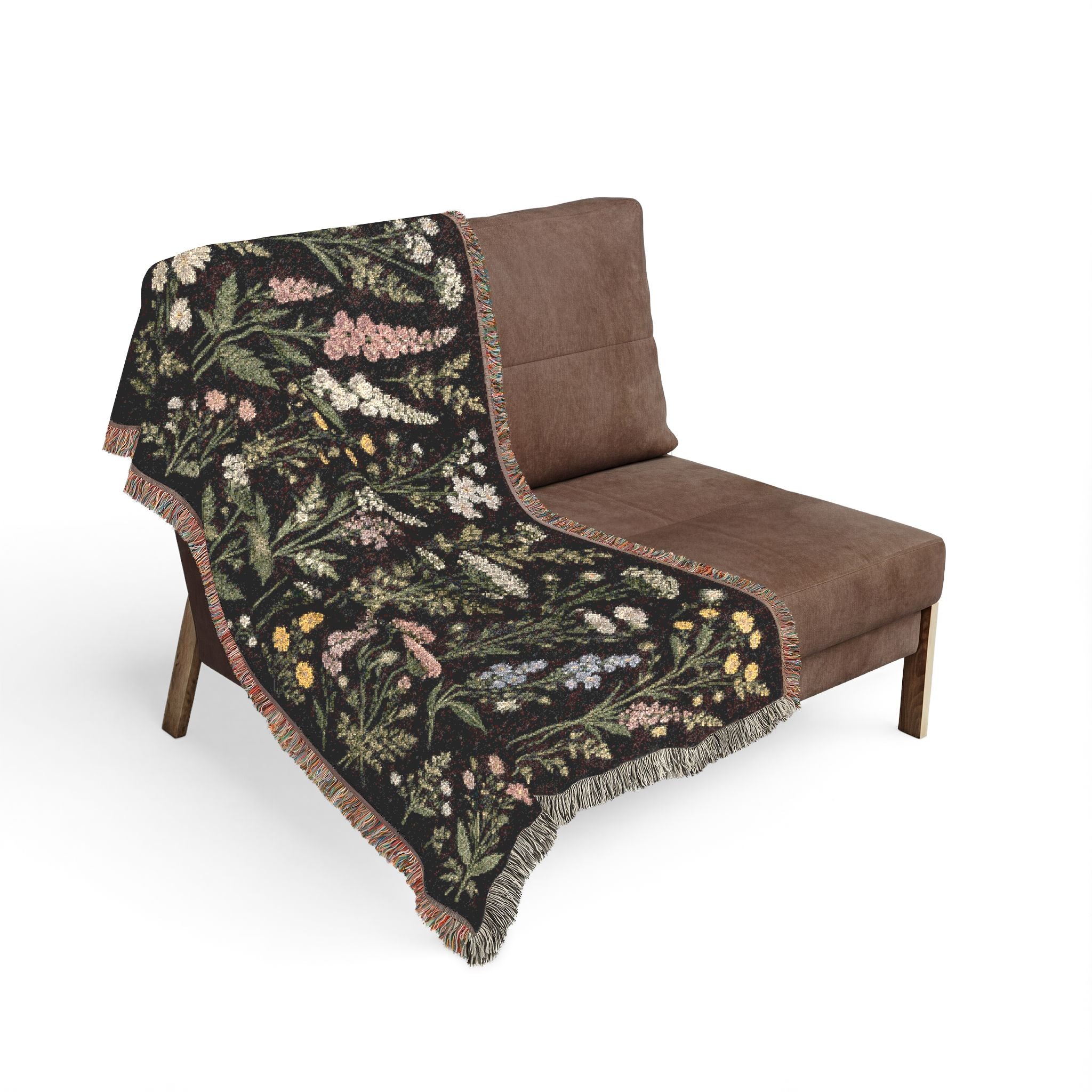 Vintage Wildflower Meadow Woven Blanket | Floral Tapestry Throw