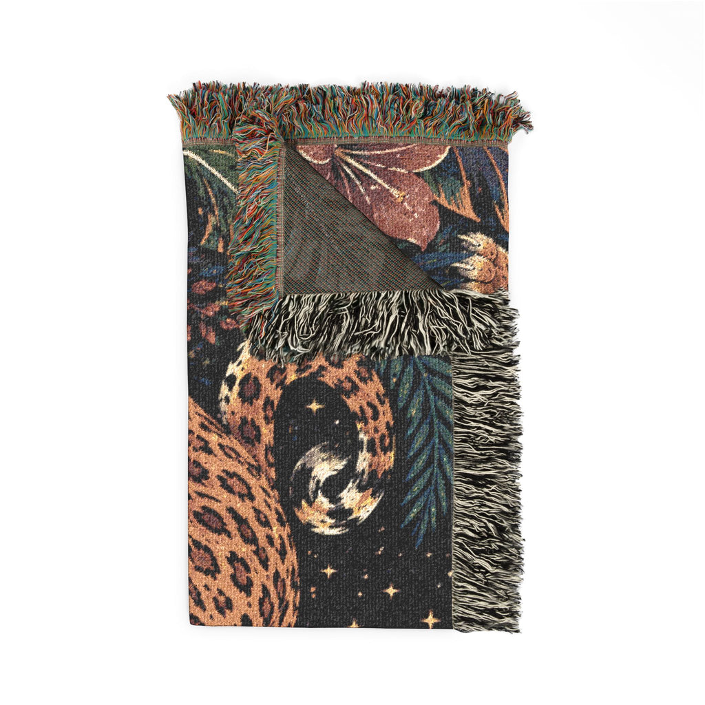 Roaring Tiger Throw Woven Blanket | Jungle Moon Tapestry