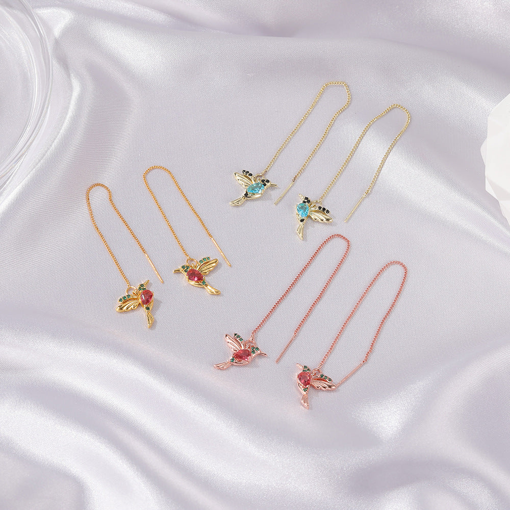 Elegant Hummingbird Tassel Earrings