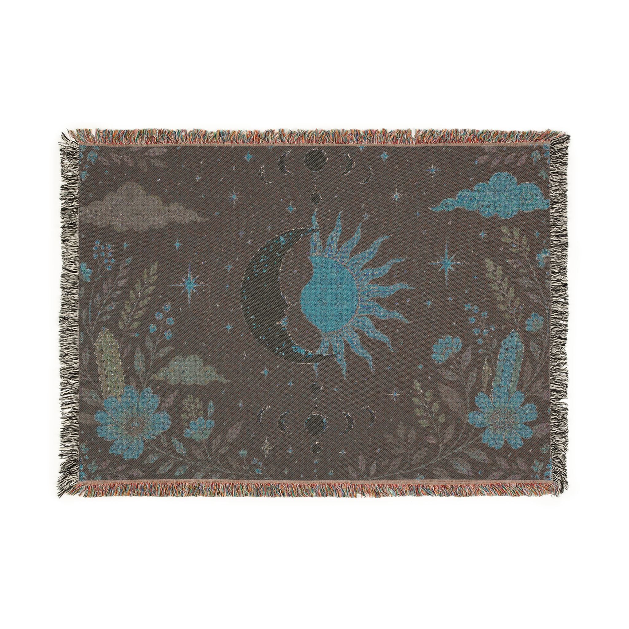 Sun and Moon Celestial Woven Blanket | Boho Astrology Throw