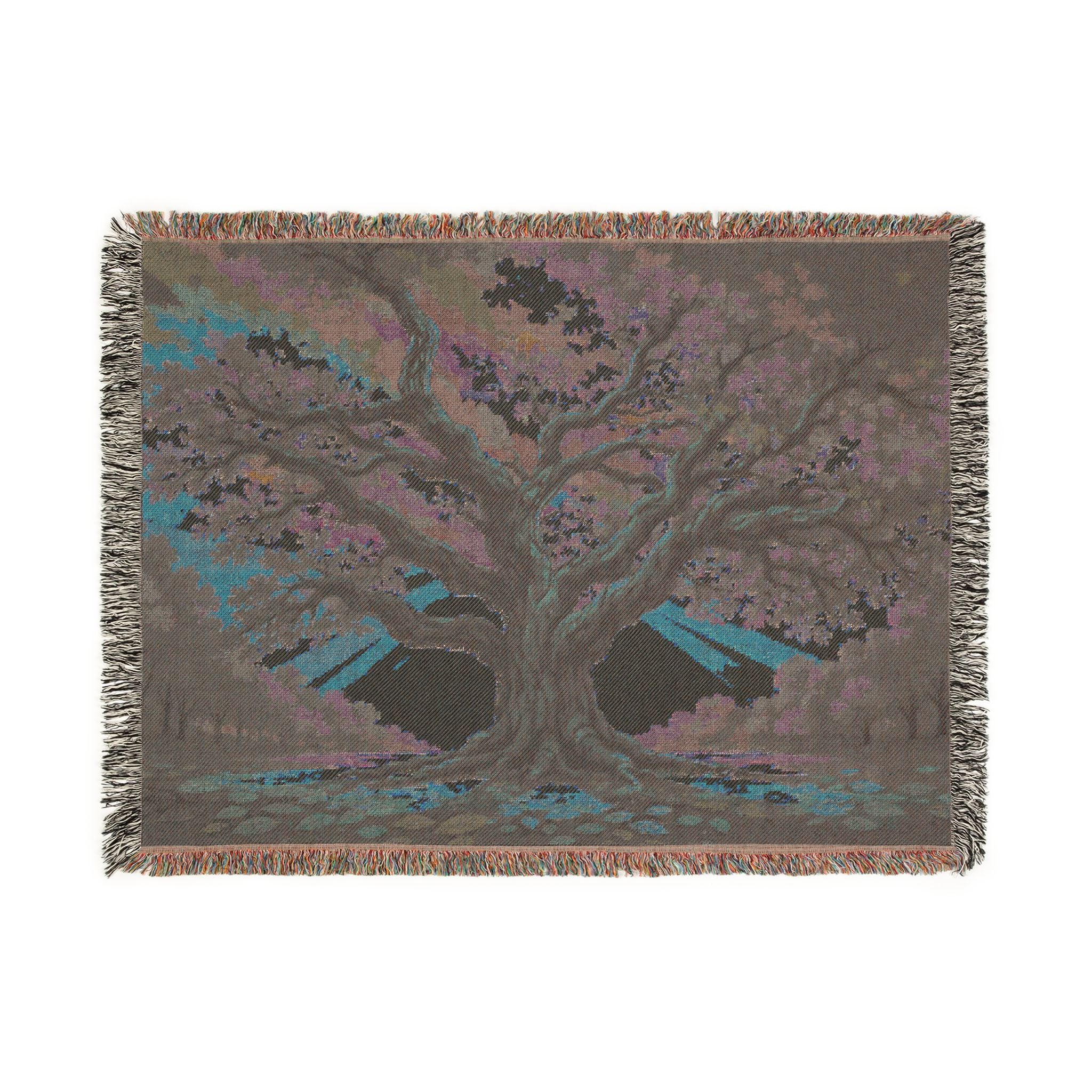 Sunset Tree Woven Blanket | Tapestry Tree Throw