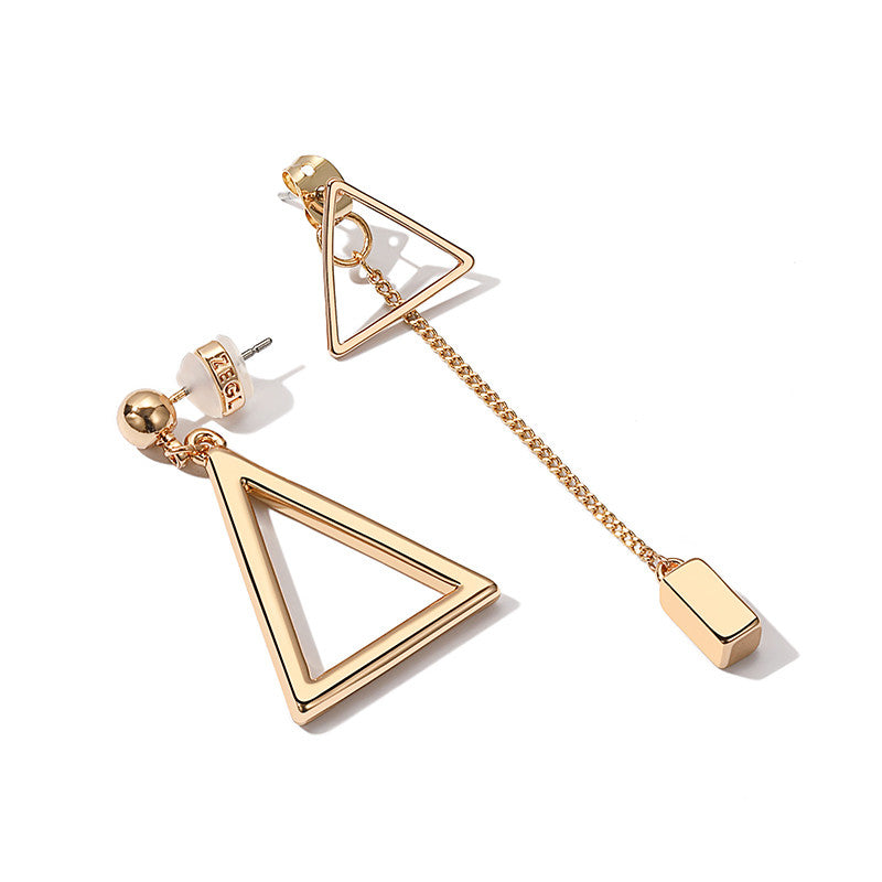 Korean Style Geometric Long Earrings - Asymmetrical Triangle