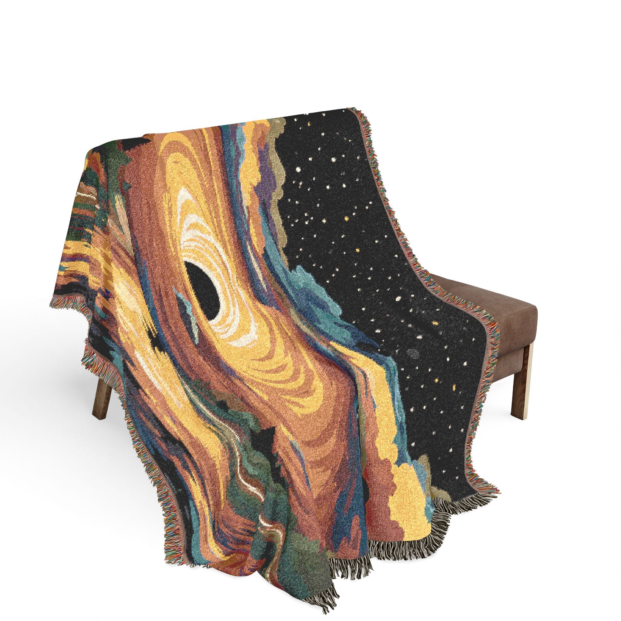 Galaxy Whirlpool woven blanket | cosmic landscape, starry sky, sunset reflection