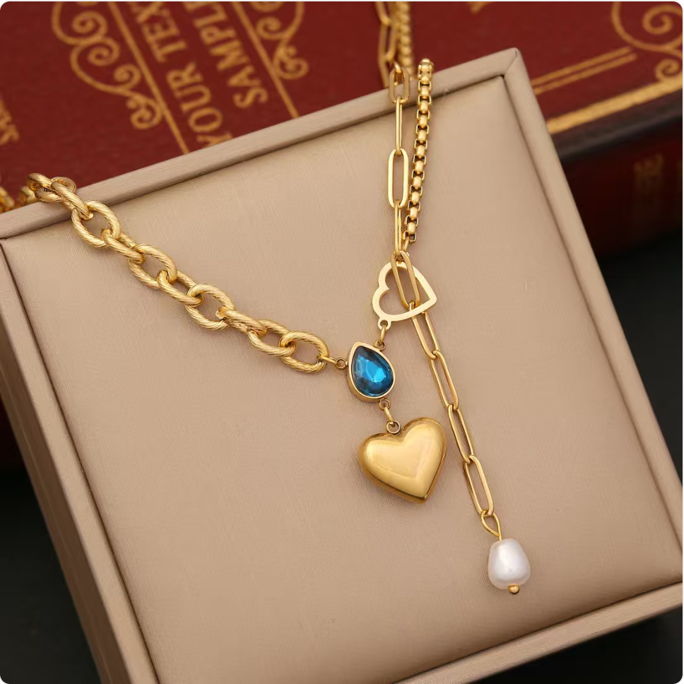 Elegant Pearl Heart Pendant Necklace
