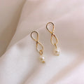 Silver Minimalist Pearl Geometric Earrings