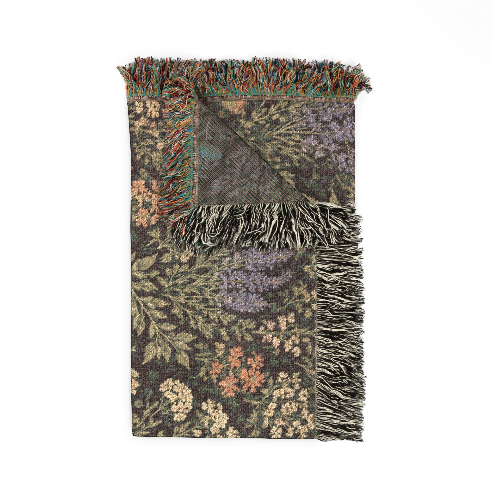 Vintage Floral Tapestry Woven Blanket | Cottagecore Throw, Botanical Pattern