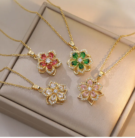 Rotating  Zircon Necklace