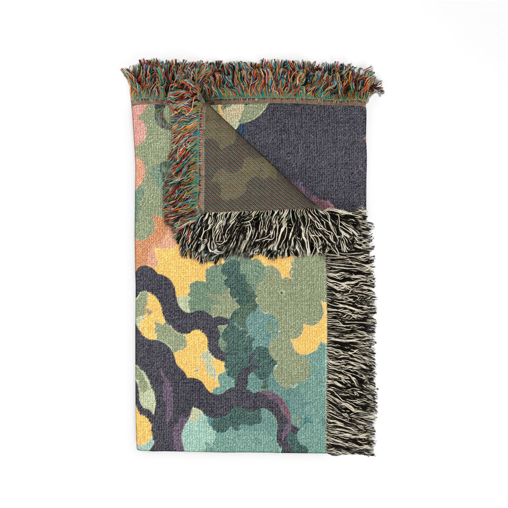 Enchanted Forest Tapestry Woven Blanket | Colorful Tree Canopy Throw