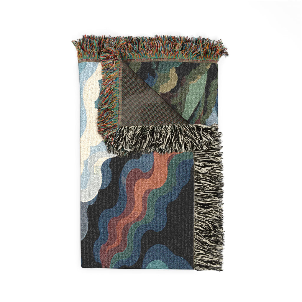Sunset Landscape Woven Blanket | Scenic Countryside Tapestry Throw