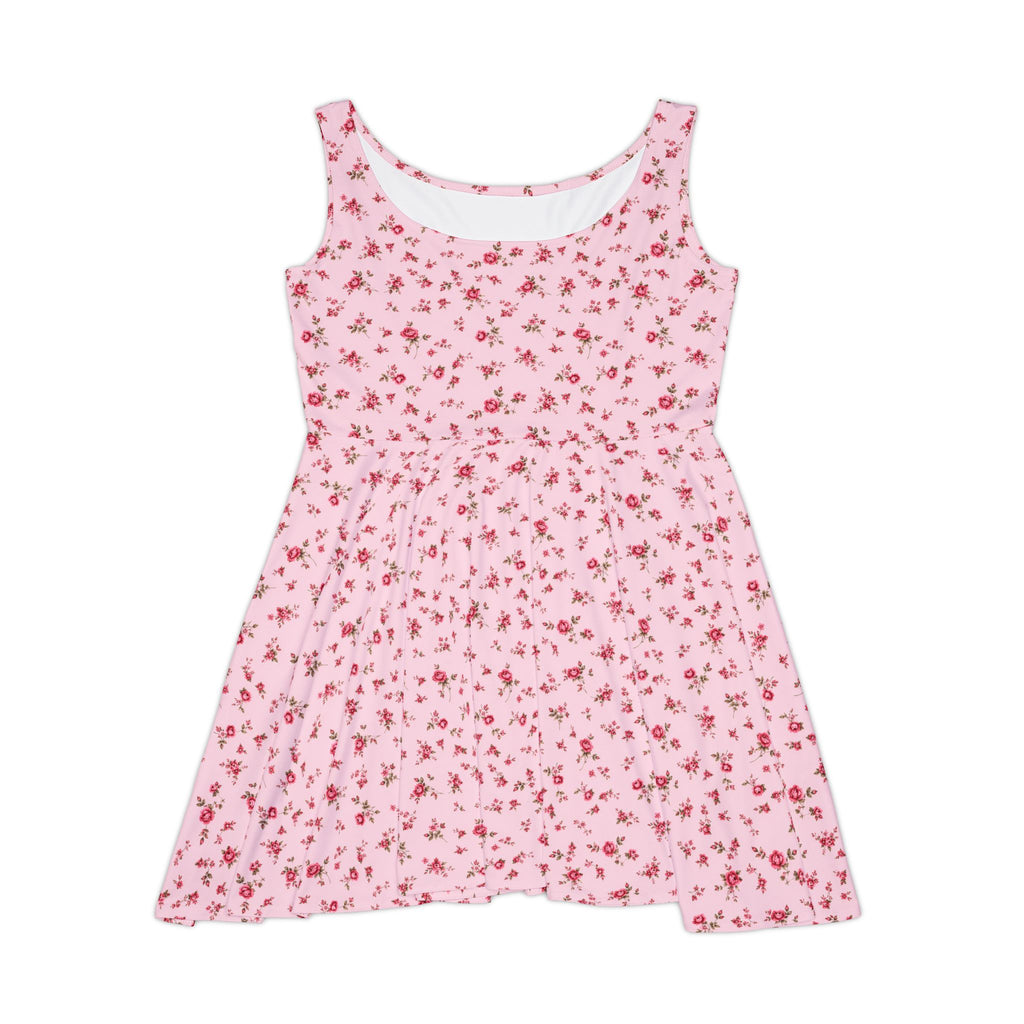 Pink Tiny Rose Floral Skater Dress