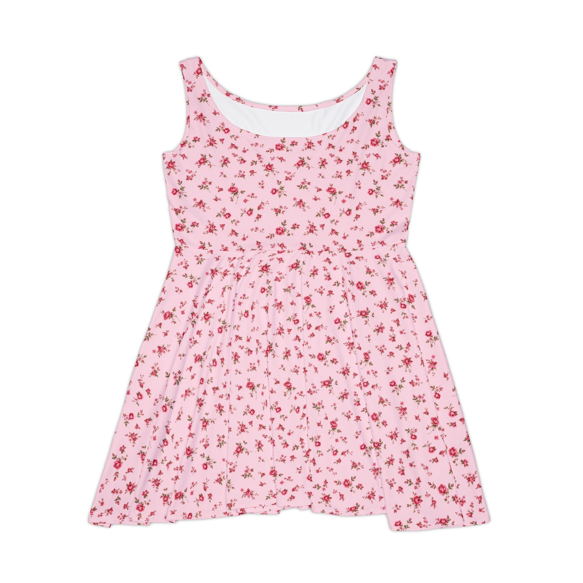 Pink Tiny Rose Floral Skater Dress