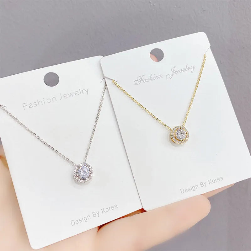 Single Zircon Circle Necklace