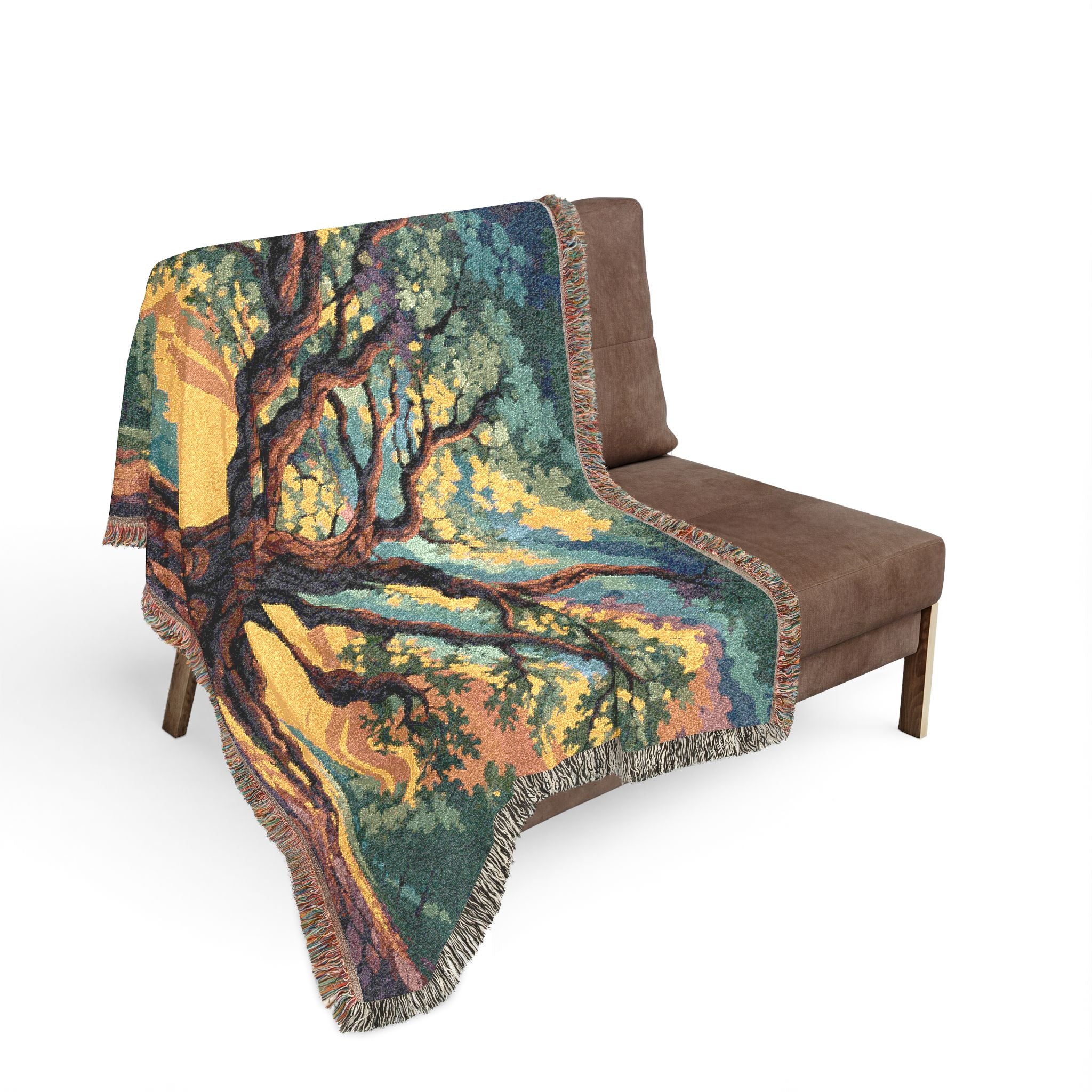 Sunset Tree Woven Blanket | Tapestry Tree Throw