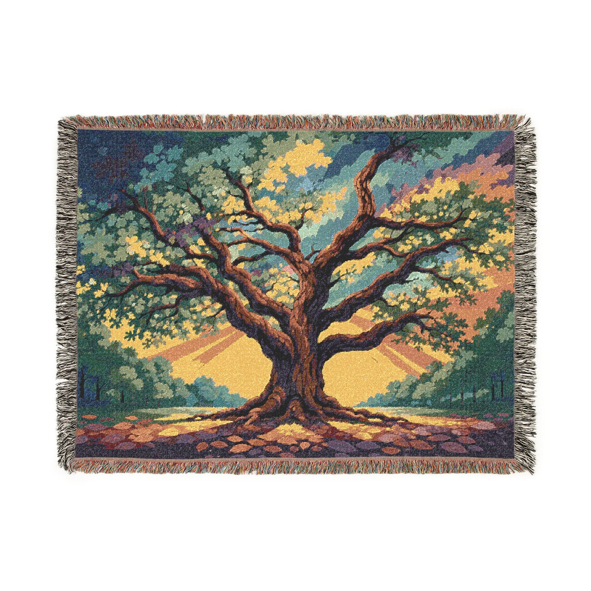 Sunset Tree Woven Blanket | Tapestry Tree Throw