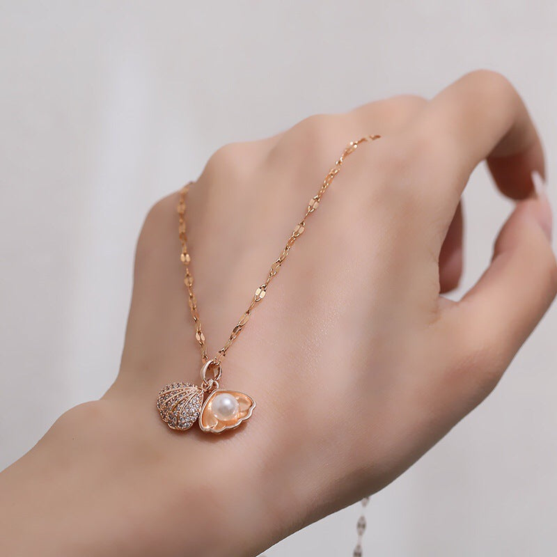 Heart-Shaped Pearl Shell Pendant Necklace