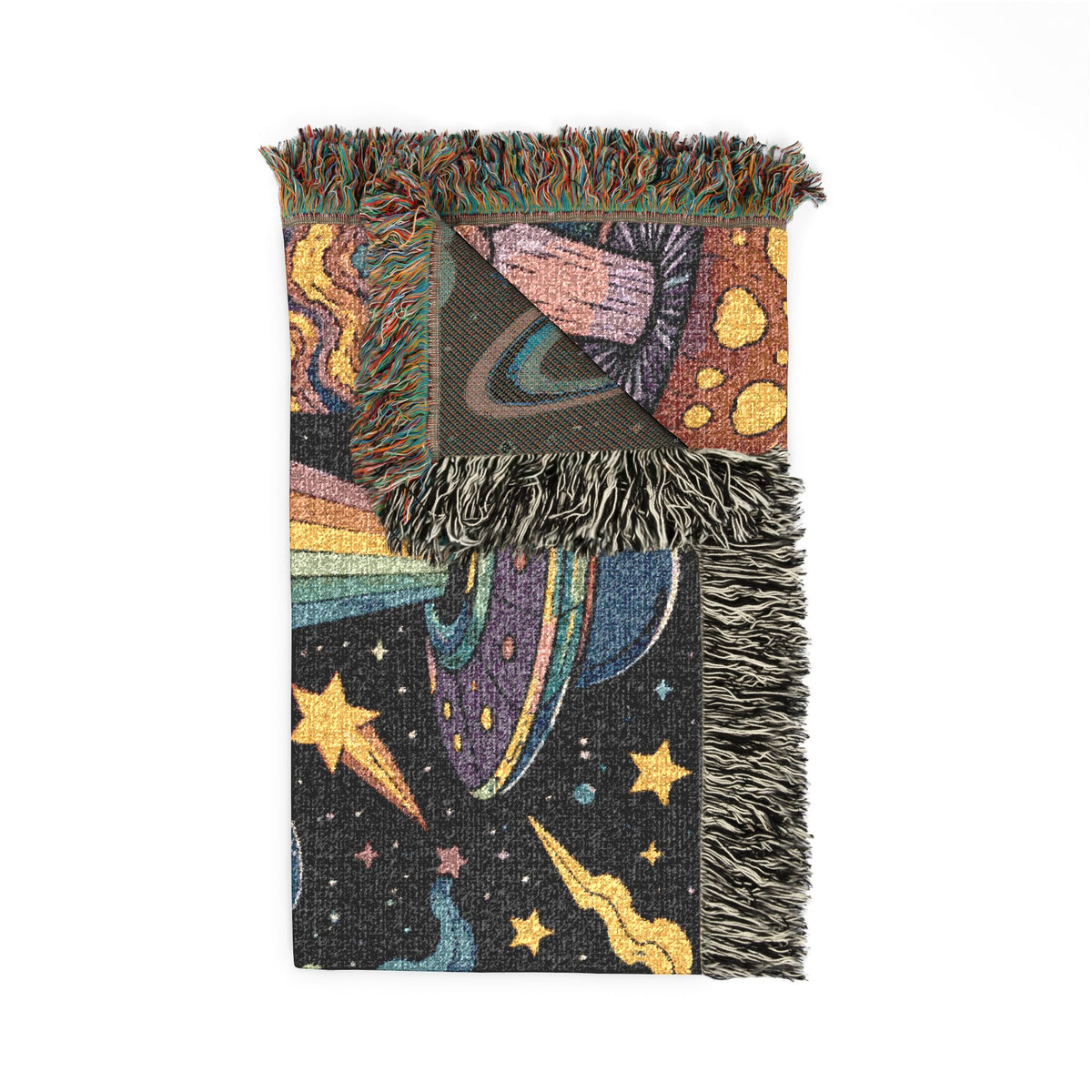 Psychedelic Alien Mushroom Scene Woven Tapestry Blanket
