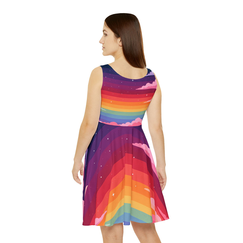 Rainbow Sunset Clouds Skater Dress