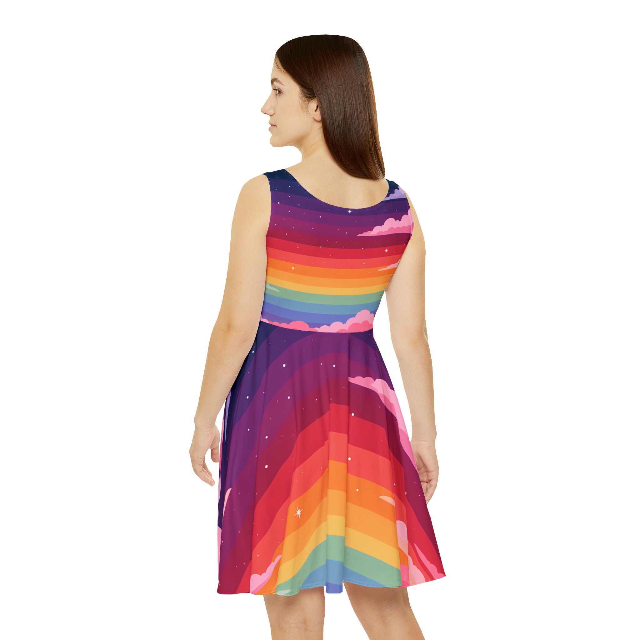 Rainbow Sunset Clouds Skater Dress