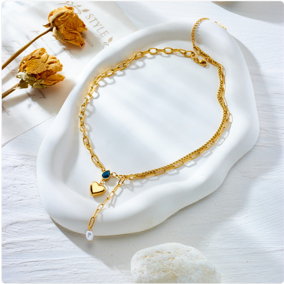 Elegant Pearl Heart Pendant Necklace